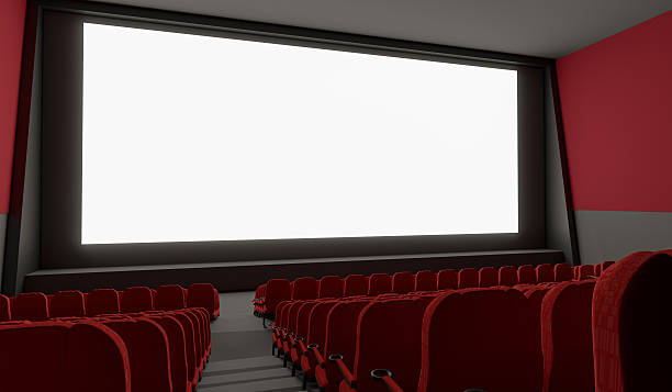 istock Blank screen in empty cinema hall. 3D rendered illustration. 621348924