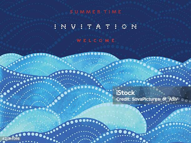 Invitation And Welcome Card Stock Illustration - Download Image Now - Water, Pattern, Watercolor Painting