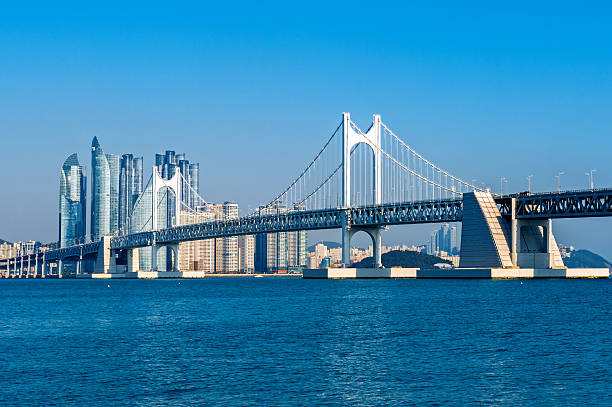 istock Gwangan bridge and Haeundae in Busan,Korea 621350392