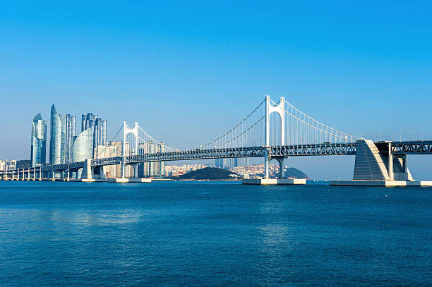 istock Gwangan bridge and Haeundae in Busan,Korea 621350444