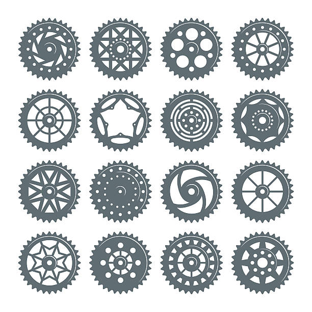 Set of icons bicycle chainring Set of icons bicycle chainring. Isolated on white background chainring stock illustrations