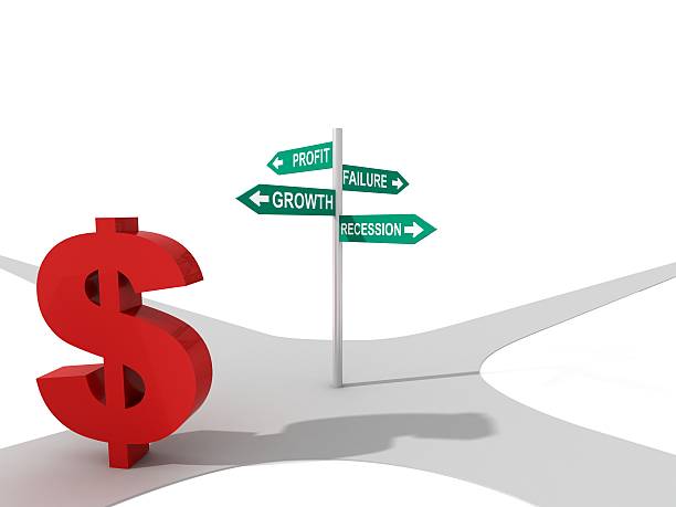 istock Dollar sign economics road direction sign concept 621352382