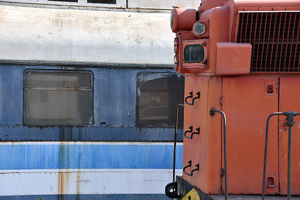 istock Background of old disabled trains 621352974