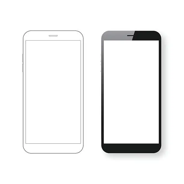 Vector illustration of Smartphone template and Mobile phone outline isolated on white background.