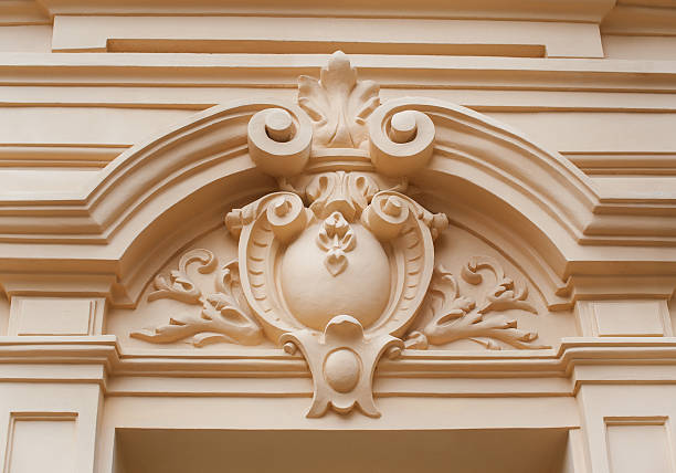 istock architectural molding on the wall outside the building 621353748