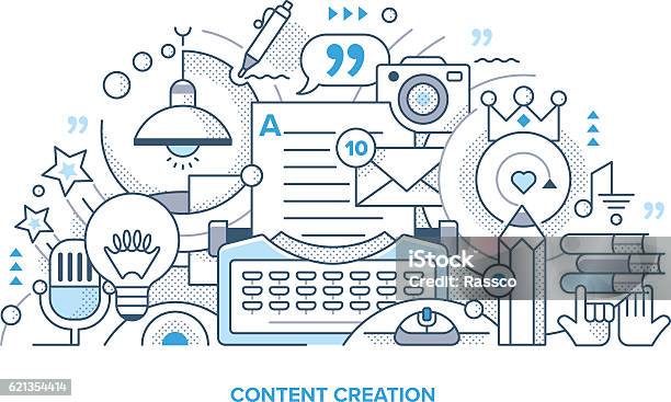 Content Creation Line Illustration Stock Illustration - Download Image Now - Contented Emotion, Origins, Abstract