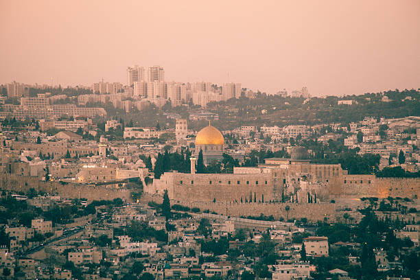 istock Jerusalem old city skyline panoramic aerial view 621355452