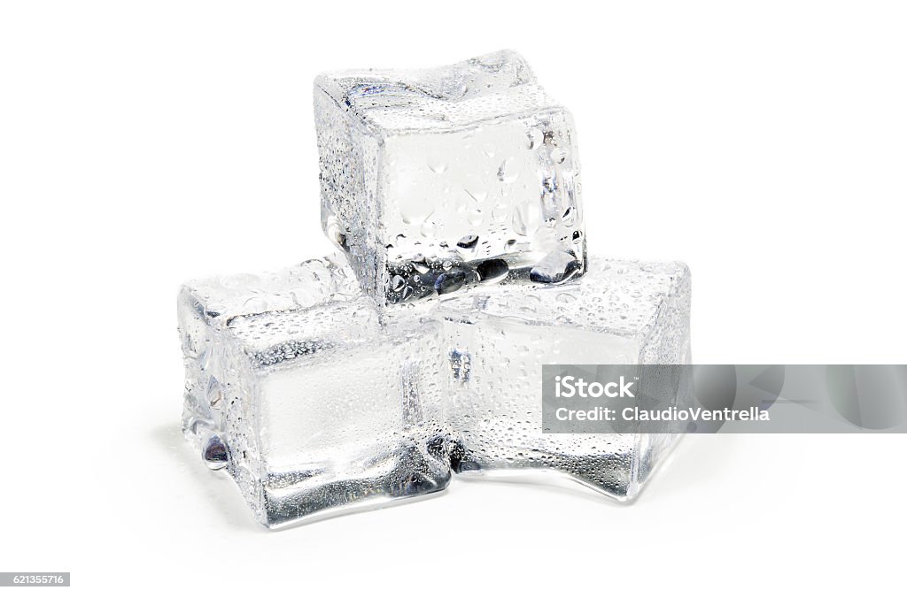 close up of three ice cubes isolated on white close up of three ice cubes isolated on white background Ice Cube Stock Photo