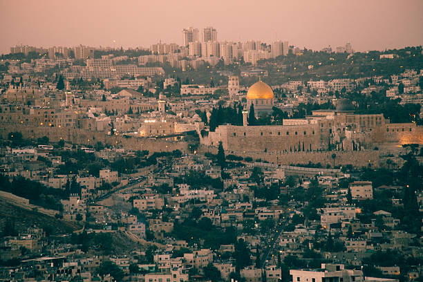 istock Jerusalem old city skyline panoramic aerial view 621355776