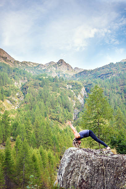 istock Yoga exercises in nature: Warrior pose 621356248