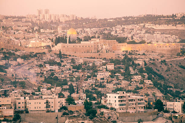 istock Jerusalem old city skyline panoramic aerial view 621356934