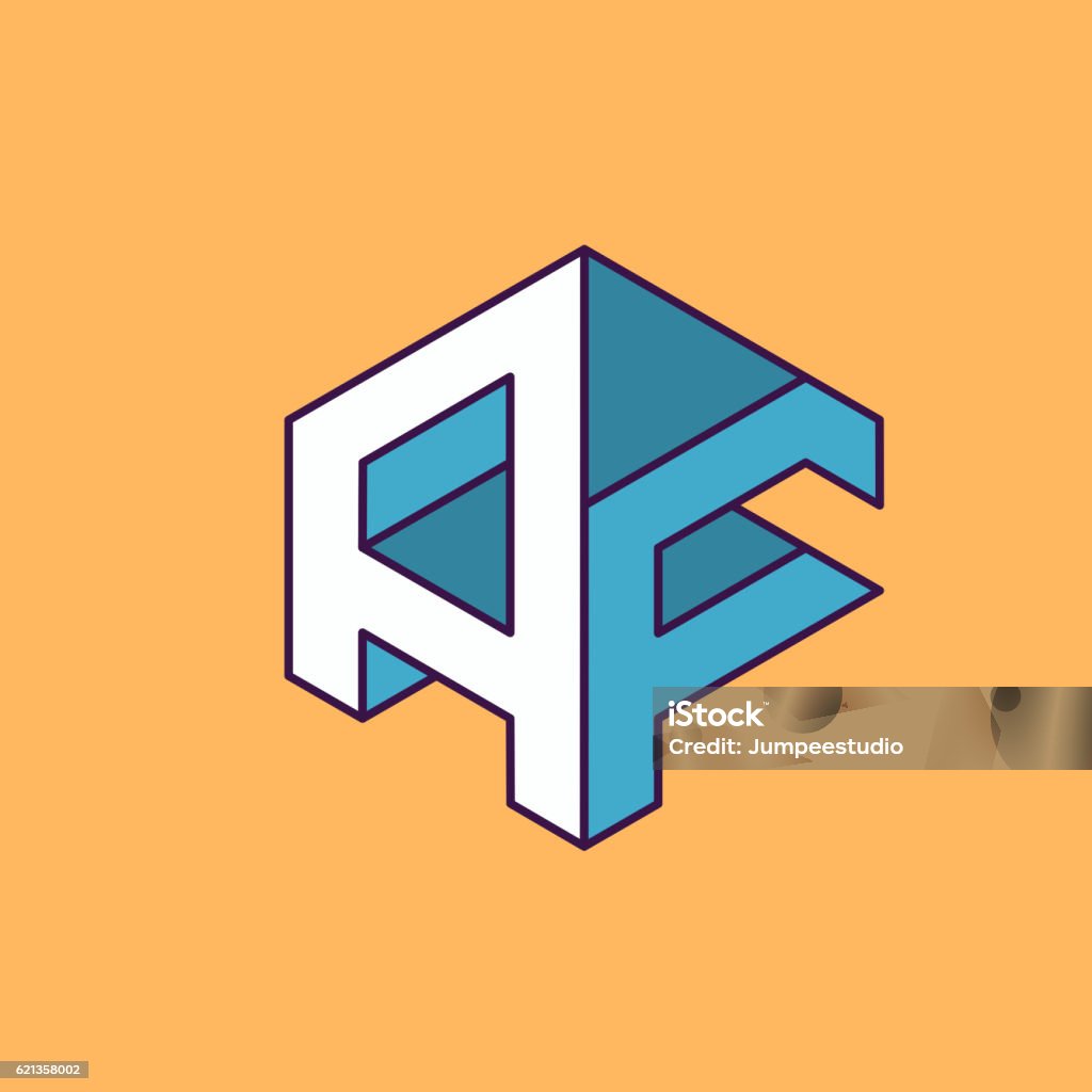 Af Lettering Af Monogram Lettering With Perspective Geometric Stock Illustration ...