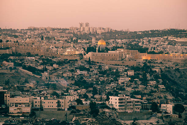 istock Jerusalem old city skyline panoramic aerial view 621358020