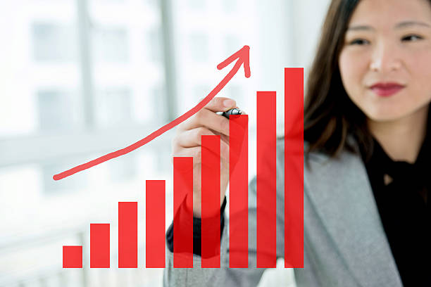 istock Businesswoman with profit graph 621360274