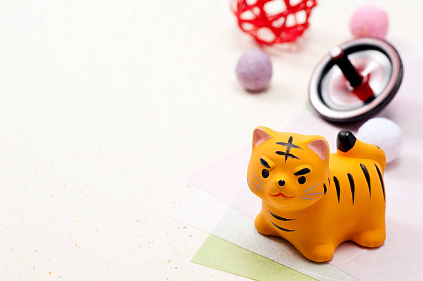istock Tiger zodiac figurine and New Year accessories 621361242
