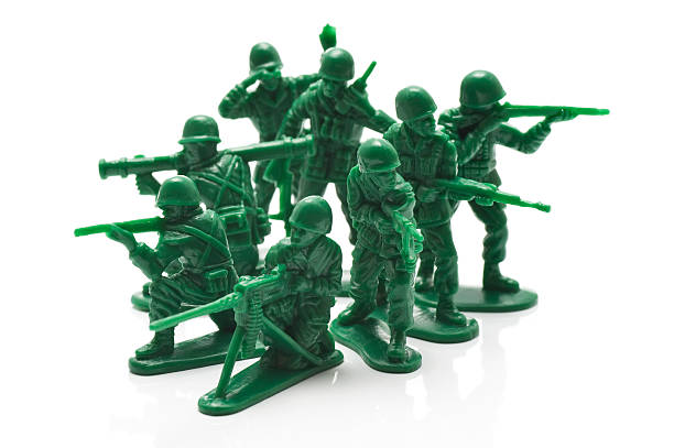 istock Soldier of multiple toy in white background 621362758