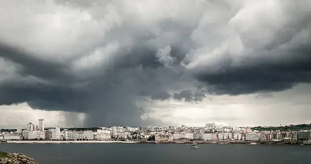 Photo of Heavy storm with rain in city center of A Coruna