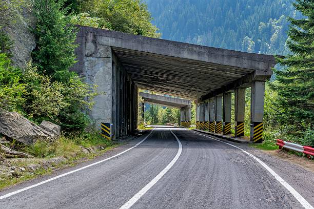istock Transfagarasan mountain winding road whit tunnels. 621366870