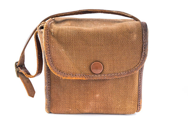 istock Small Vintage Brown Canvas Camera Bag. 621369856