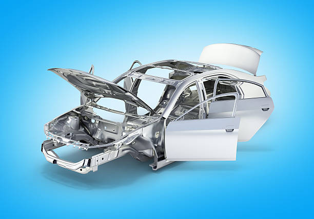 istock body car with no wheel without a shadow on blue 621370070