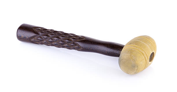 istock Rubber mallet with wooden handle isolated on white background 621371864