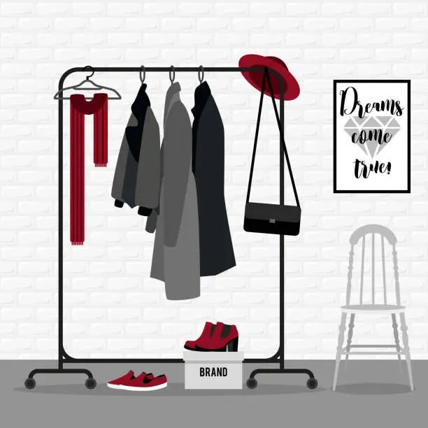 Vector illustration of Vector illustration with coat rack.