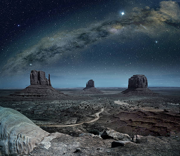 istock panoramic view of the milky way in monument valley 621374398