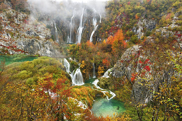 istock Plitvice Lakes Autumn Color and Mist 621374780