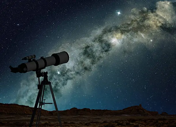 telescope pointing to the bright Milky Way