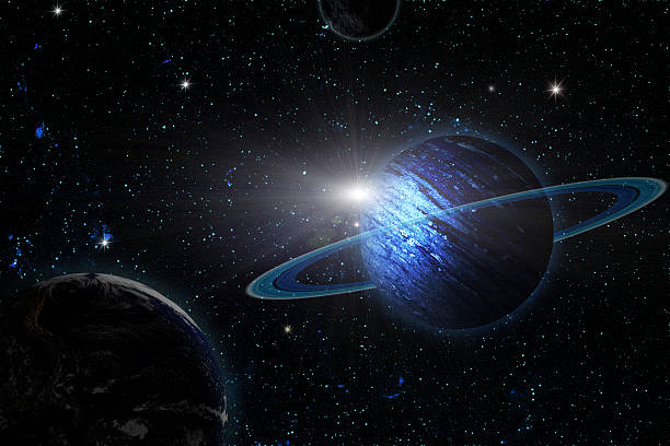 uranus planet. including elements furnished by nasa. - ring galaxy imagens e fotografias de stock