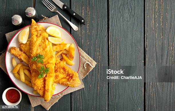 Fish And Chips Background Stock Photo - Download Image Now - Fish, Fried, French Fries