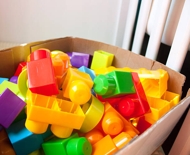 istock Baby blocks toy background 621383630