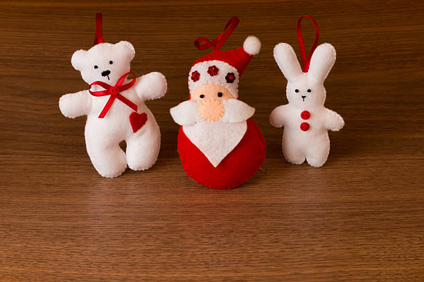 istock Christmas tree decorations on wooden background 621384040