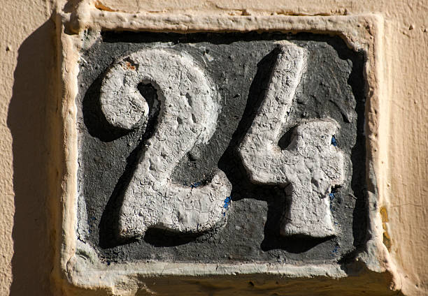 istock Old retro cast iron plate number 24 621384878