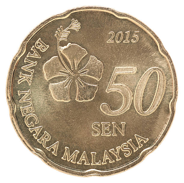 New 50 Malaysia sen New 50 Malaysia sen isolated on white background coins of ringgit of malaysia stock pictures, royalty-free photos & images