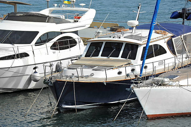 istock Motor yacht in jetty 621385304