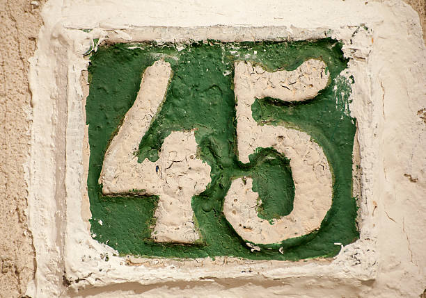 istock Old retro cast iron plate number 45 621385388