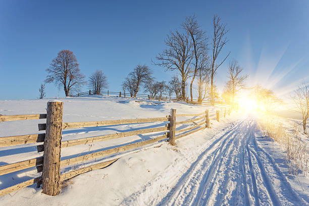 istock Winter landscape. road covered with snow 621386538