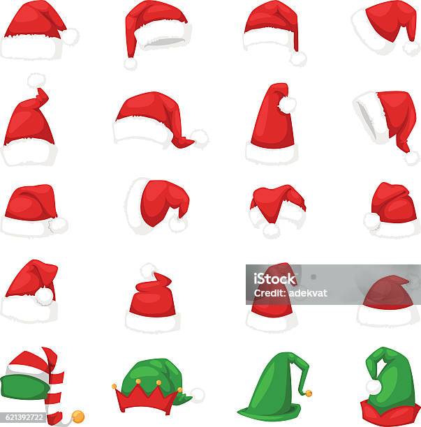 Santa Christmas Hat Vector Illustration Stock Illustration - Download Image Now - Hat, Christmas, Santa Hat