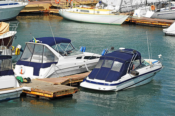 istock Motor yacht in jetty 621393590