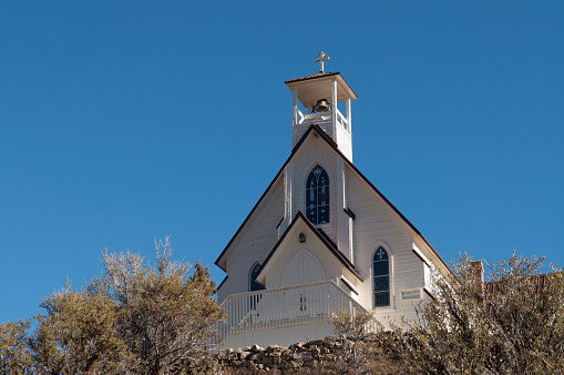 Taos, New Mexico - USA, May 12, 2023. The historic San Francisco de Asis Catholic mission church in Taos New Mexico