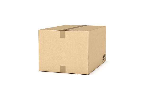 istock Rendering of light beige cardboard mail box taped with duct 621396184