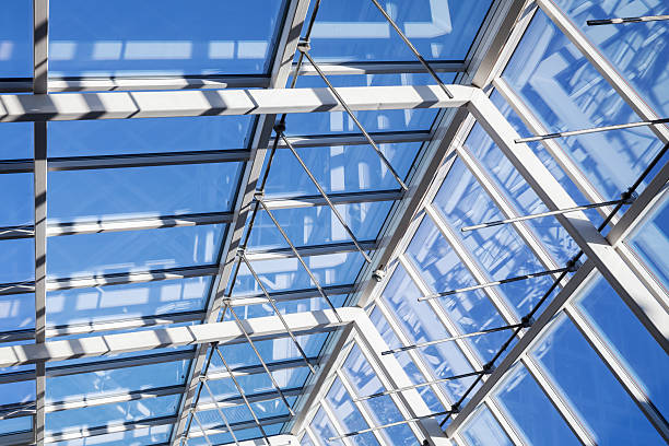 istock Internal structure of glass roof arch 621396396