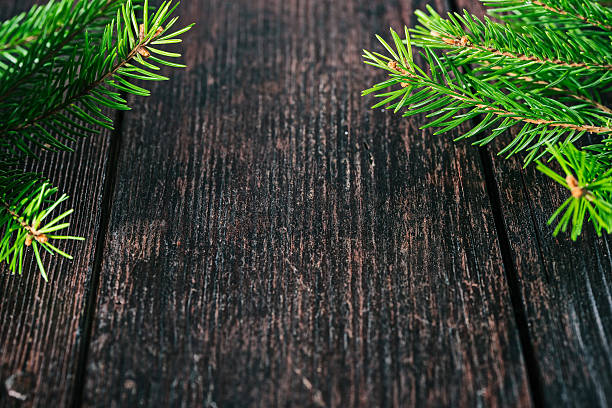 istock Christmas frame with evergreen twigs 621461782