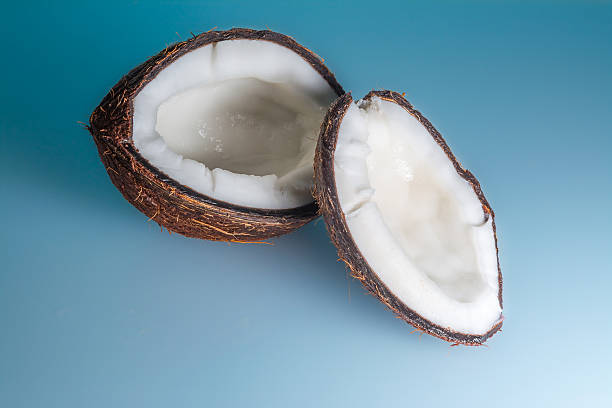 Coconut on blue background
