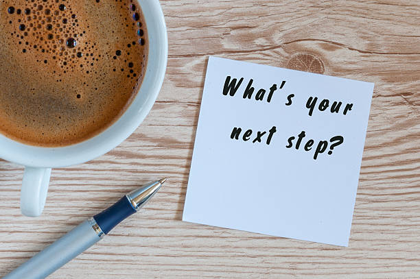 istock Hand writing the text Whats Your Next Step. Morning coffee 621463396