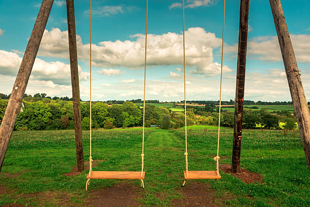 Paradise Playground - Swings - What a wonderful world stock photo
