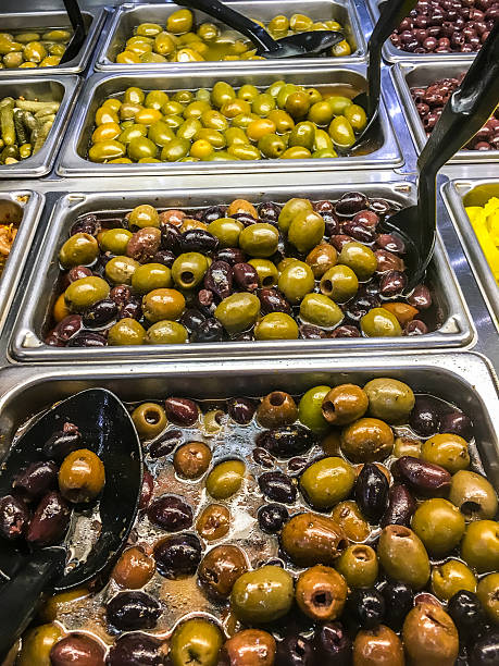 istock Variety of salted and marinated olives 621466188