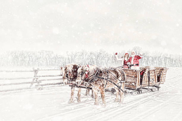 istock Santa With Sleigh - Horses and Helper 621466982