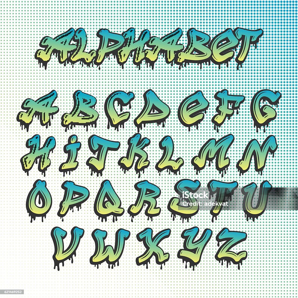 Garish Letters Graffity Grunge Font Vector Alphabet Stock Illustration - Download ...